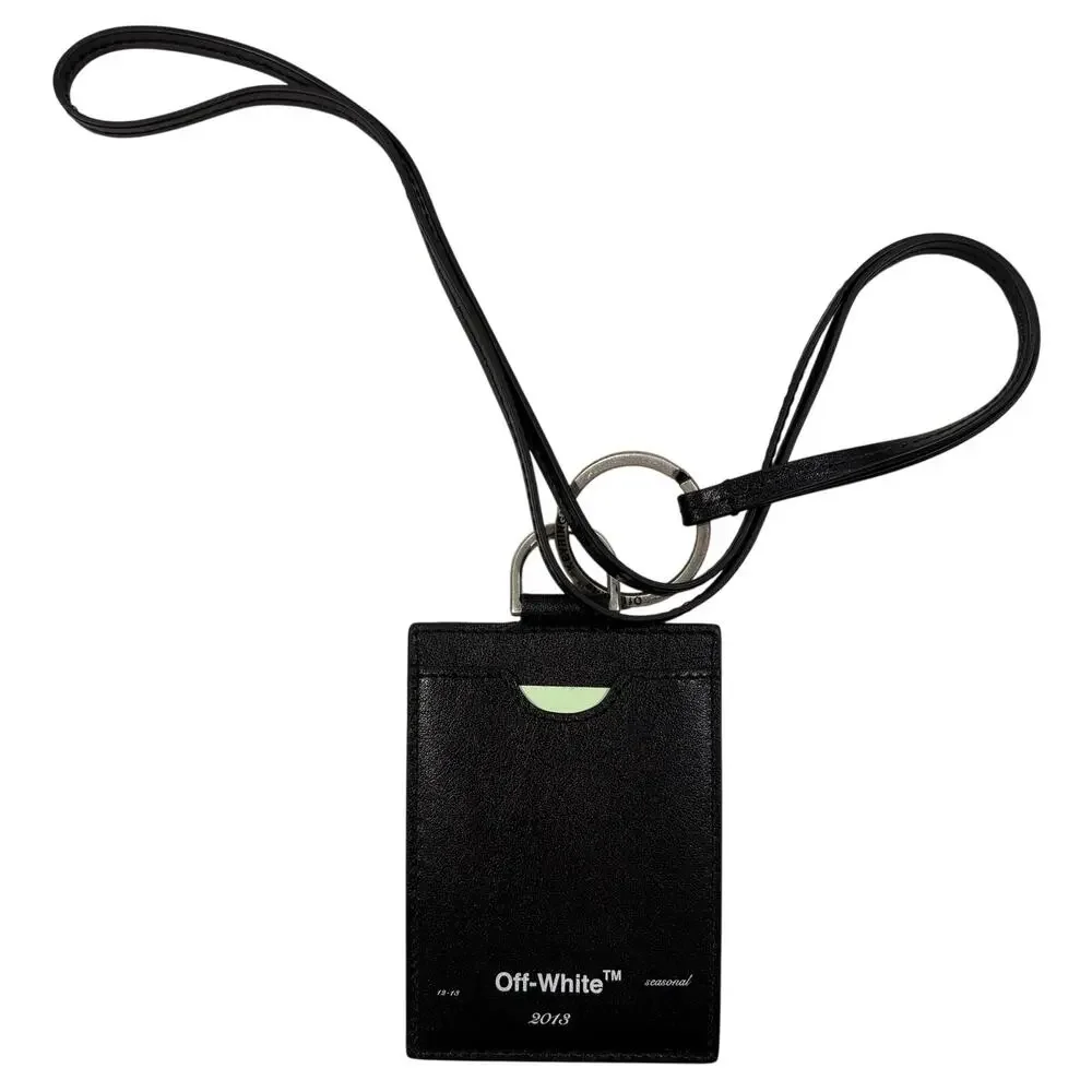 15-96(2) OFF-WHITE x VIRGIL ABLOH Leather Badge Card Holder Black